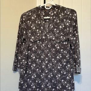 Elegant Floral Women's Blouse - Black and White